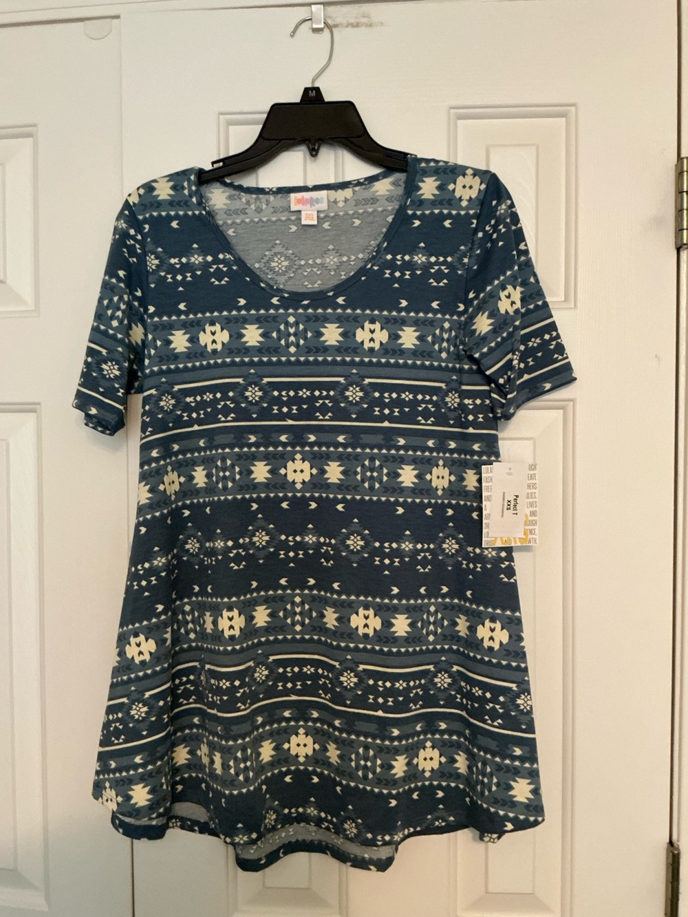 Lularoe NWT XXS Blue Aztec Perfect Tee